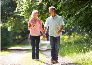 Couple walking, enjoying nature